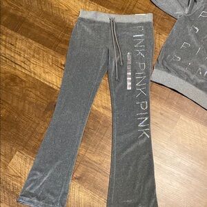 Victoria's Secret PINK Grey Velour Pants and Jacket